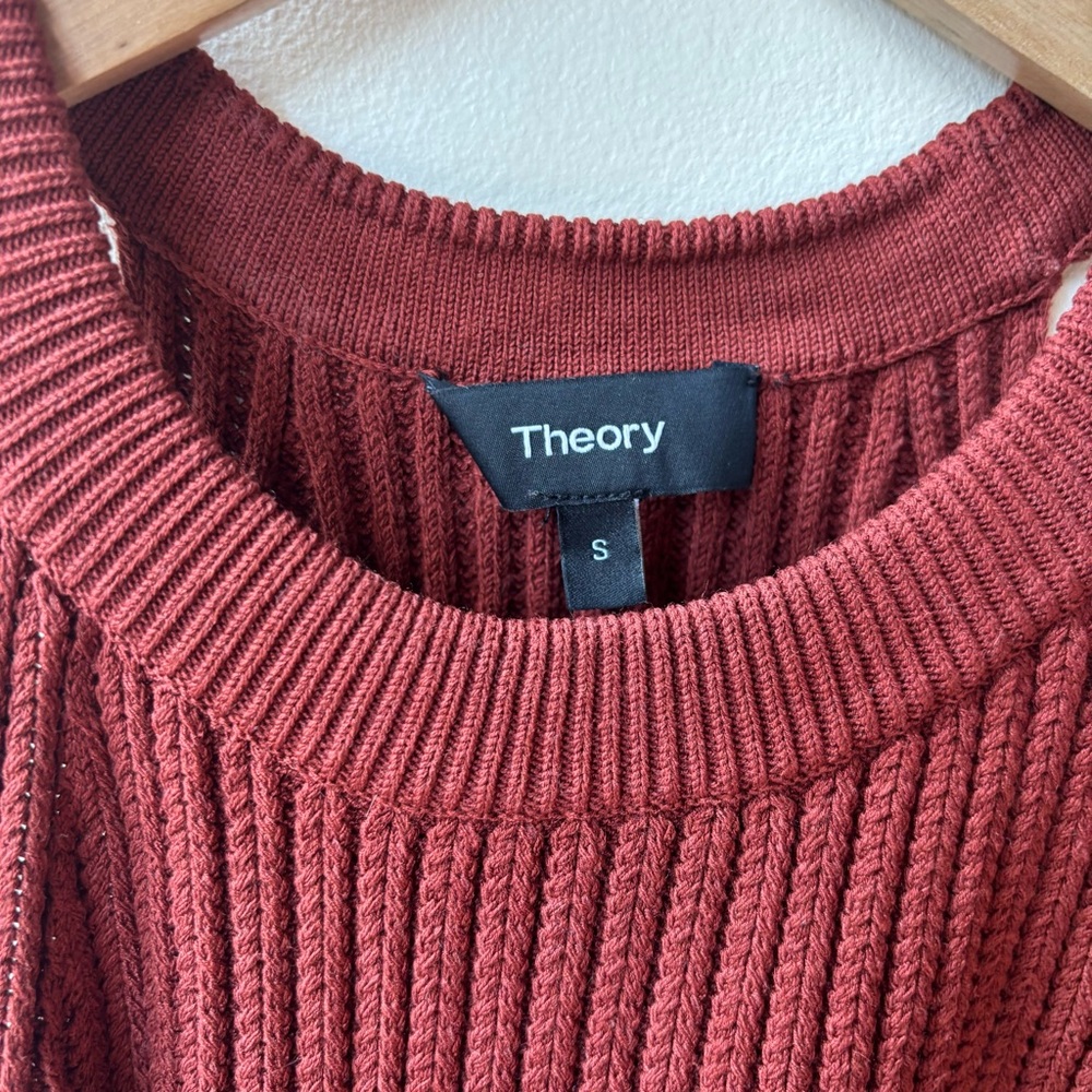 Theory Brick Red Ribbed Knit Top - Picture 3 of 7